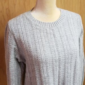 Cozy grey classic cable knit sweater